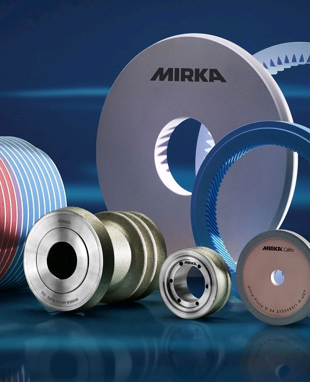 Linha de rebolos superabrasivos e rolos de dressagem